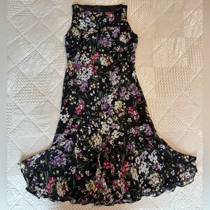 Chaps Pink and Purple Asymmetrical Halter Maxi Dress